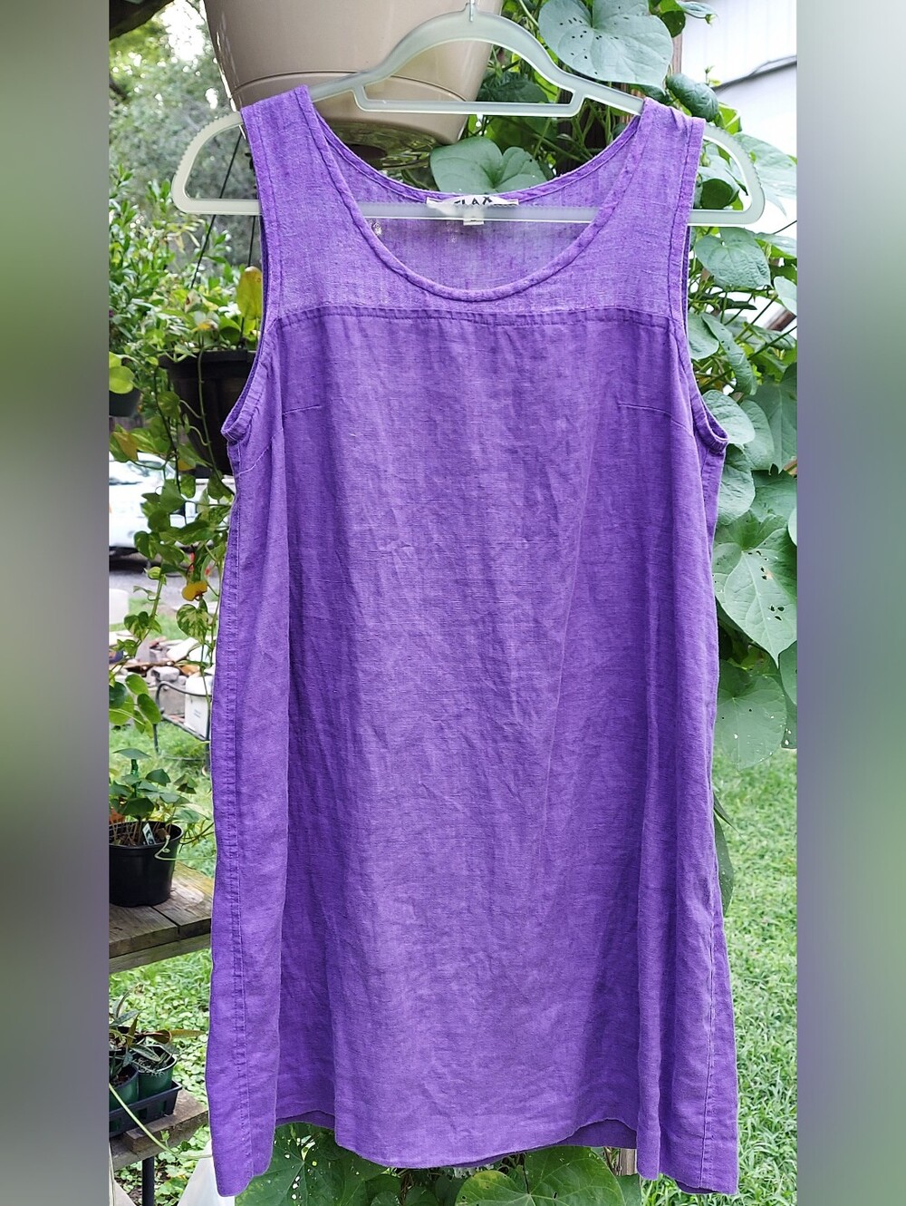 Purple Flax Linen Sleeveless Mini Dress